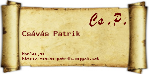 Csávás Patrik névjegykártya